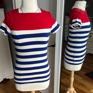 Red and Blue Striped Women's Top